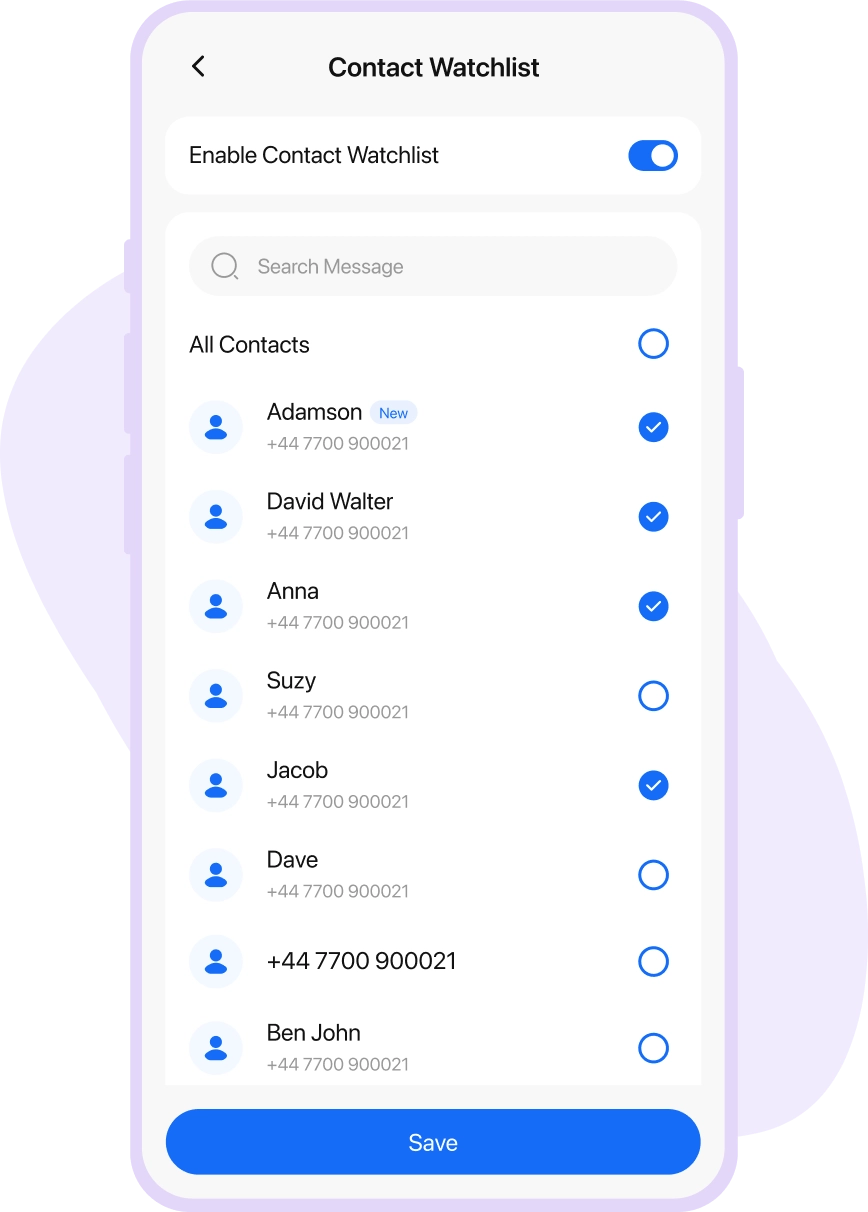 Watchlist contacts alerts